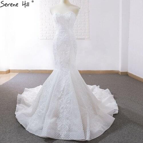 New White High-end Sleeveless Mermaid Wedding Dresses 2020 Vintage Handmade Flowers Sexy Fashion Bridal Gown Real Photo