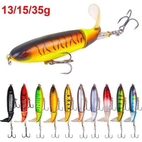 1PC 13g 15g 35g Topwater Fishing Lure Whopper Popper Artificial Bait Hard Plopper Soft Rotating Tail Fishing Tackle Fishing Bait