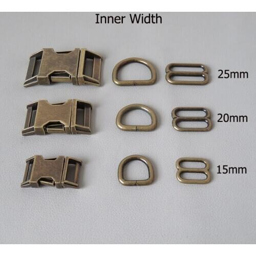 10Sets/Lot Webbing Straps Clasp Pet Dog Collar Paracord Metal Buckle Adjuster Belt Loop D Ring Sewing Accessory Outdoor Hardware