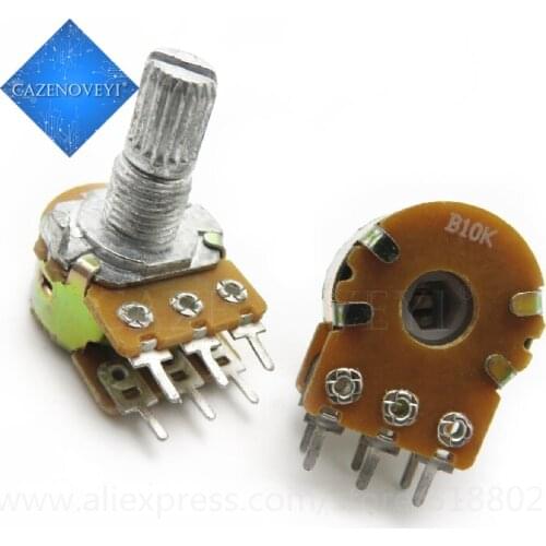 10pcs/lot B1K B2K B5K B10K B20K B50K B100K B500K B1M 6Pin Shaft WH148 Potentiometer 1K 2K 5K 10K 20K 50K 100K 500K 1M