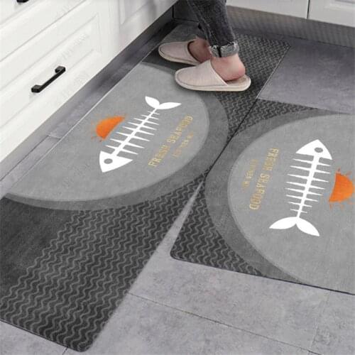 2 Pieces Brief Kitchen Rugs Dark Color Rectangle Living Room Bedroom Carpet Non-slip Bathroom Mats Home Decoration Outdoor Rugs