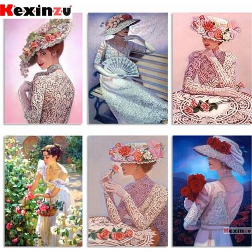 5D DIY Diamond Painting Full Drill Embroidery Cross Stitch Kit Diamond Rhinestone Decor Set Needlework Mosaic Lady Beauty Y04246