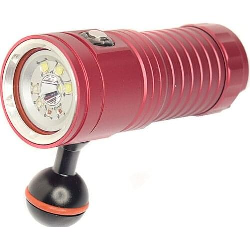 Amphibious 3000 Lumens White Light UV Light Red Light 3 Light Colors Fill Light LED Diving Flashlight (1x32650)