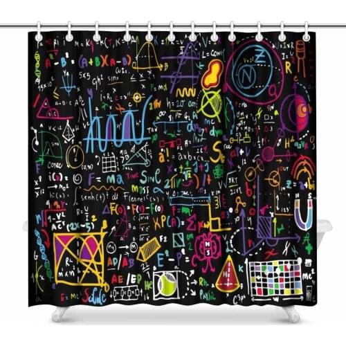 Aplysia Physical Formulas and Phenomenon Hand Drawn Illustration Art Print Science Board with Math Shower Curtain Bath Curtains