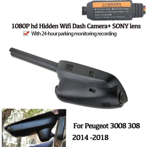 Car Hidden 1080P Wifi Recorder Dash Cam Camera For Peugeot 3008 308 2014 2015 2016~2018 Novatek 96658 High quality hd 1080P