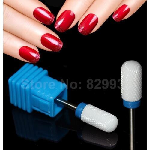 Free Shipping 1pc White Ceramic Nail Drill Bits Electric Drilling Professional Manicure Pedicure Machine Accessories Nail Tools
