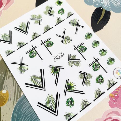 CA-574-576 Summer Leaf Lobe Foliage Coconut leaves 3D Back glue Nail decal Nail sticker Nail decoration Nail art Nail ornament