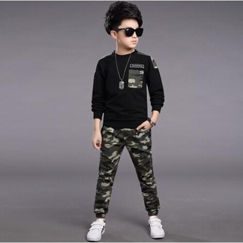 Childrens Clothes Boys' Spring Clothes Sports Suits Military Clothes Kids Spring Camouflage Clothes 2-piece Sets 4-8 12 Ages