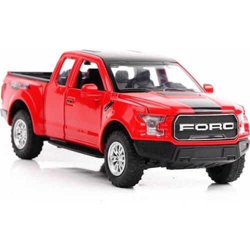 For Ford Raptor F150 Pickup Truck Model Car Toy Diecast Sound Light Pull Back Pickup Offroad Toy Speedwheels Car Collection