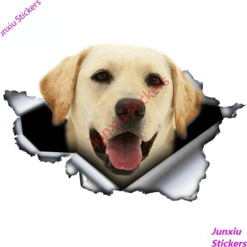 Pet Dog Labrador Retriever 3D Torn Car Sticker Original Design Vinyl Car Trunk Bumper Decor Custom Exterior Decal PVC13x9cm