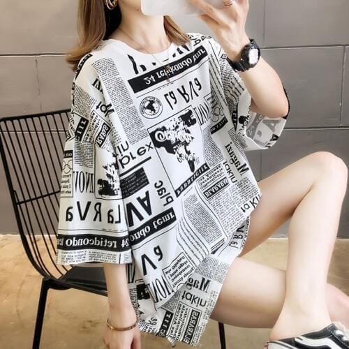 Letter Print Oversized Tshirt Women T-shirt half-sleeved Harajuku Korean Hip Hop t shirt Women Streetwear Loose Tee Shirt Tops