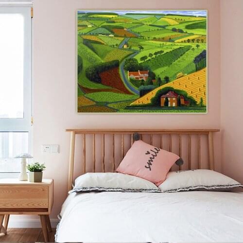 Citon David Hockney《The Road Across The Wolds》Canvas Oil Painting Artwork Poster Picture Wall Background Decor Home Decoration