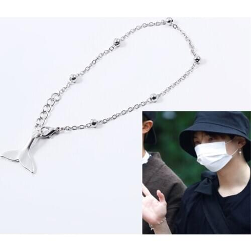 Kpop Bangtan Boys SUGA Bracelet Tassel Round Bead Chain Korean Style Dolphin Tail Pendant Student Couple Gift Fashion Popular