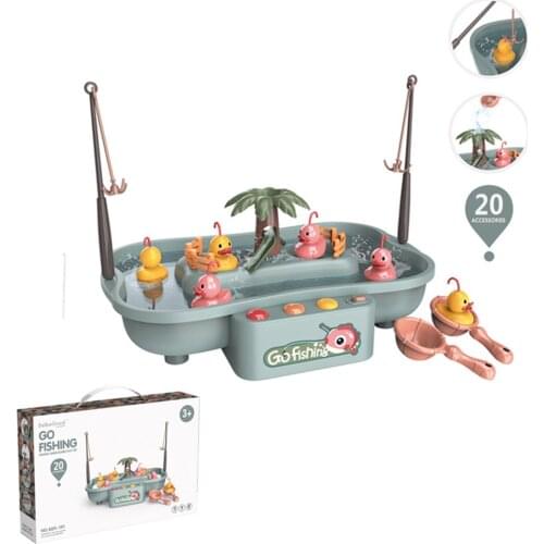 Magnetic Fishing Toy Music Electric Circulation Fishing Duck Fishing Platform Water Play Game Toys For Kids Gift