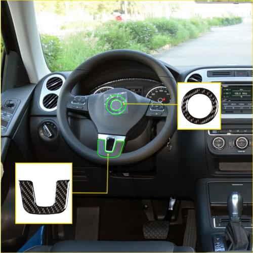 Real Carbon Fiber Soft Car Steering Wheel Decoration Stickers And U-Shaped Stickers For Volkswagen Tiguan10-16 Car Accessories