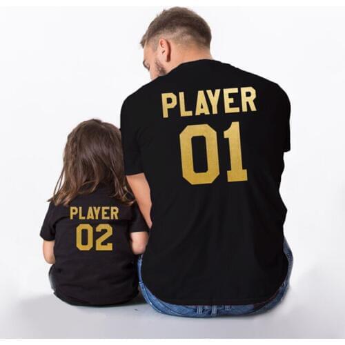 Daddy kids Father and baby Son Matching Clothes Shirt 2019 Summer like father like son Player Printed Family T Shirt 01 Top Tees