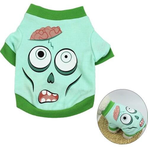 Halloween Brain Print Pet Dog Clothes T-shirt Coat Soft Warm Costume