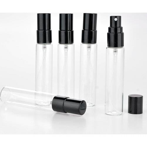 Wholesale 100 Pieces/Lot 10ML Mini Portable Glass Perfume Bottle With Black Sprayer Empty Cosmetic Parfum Vial For Traveler
