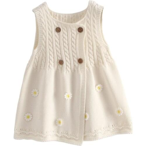 Toddler Baby Sweater Dress for Girl Fashion Sleeveless Knitted Dresses 2021 Autumn Winter New Cotton Thicken Warm Kids Clothes