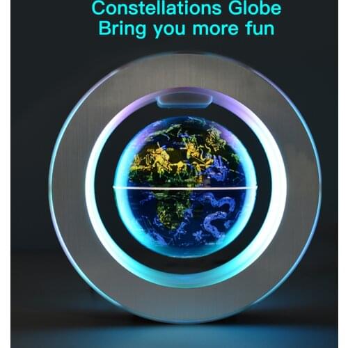 Floating Globe LED Light 6 Inch Magnetic Levitation Rotating World Map Constellation World Globes Light Base Anti Gravity