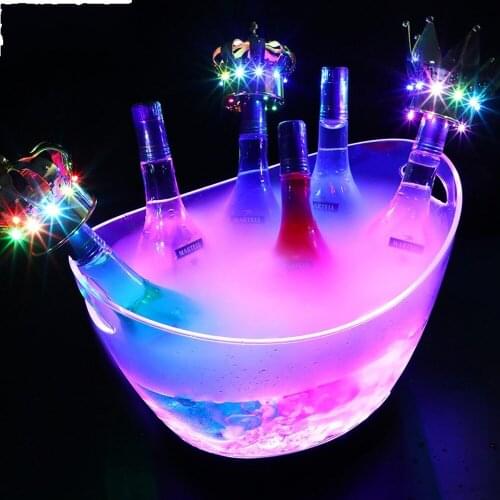 Transparent Acrylic Barrel Luminous Ice Cube Storage Buckets Bar Beer Ice Bucket Container Light Up Champagne Can Wine Bucket