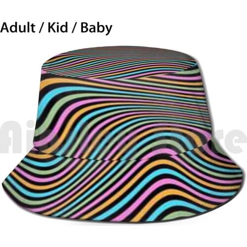 Psychedelic Sun Hat Foldable UV Protection Lsd Psychedelic Psychedelic Hippies Vietnam Colors 60S 70S Music Hippy Acid