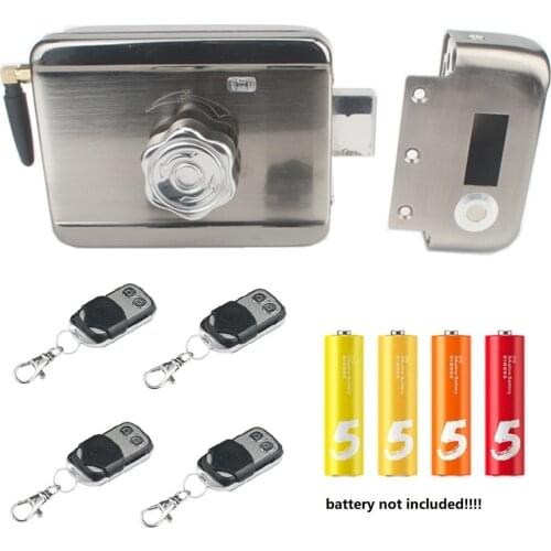 Battery power Access control Remote Control Electrical Gate Door Lock bolt latch(2 or 4 remote controls, no battery)