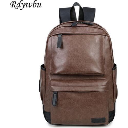 Rdywbu Vintage Unisex PU Leather Backpacks Students High Quality School Book Bag Large Capacity Travel Bag Mochila Bolsa B315