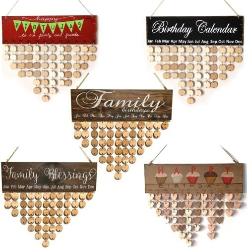 Family and Friends Celebrations Reminder Calendar Birthday Wall Hanging Wood Plaque Board Sign DIY Home Decoration Craft Gifts