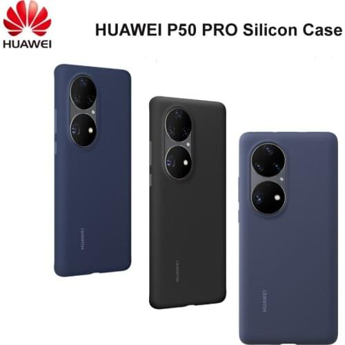 HUAWEI P50 Pro Silicon Case Original Official Soft Back Cover Case with Microfiber Inside Protective Shell for P50 Pro