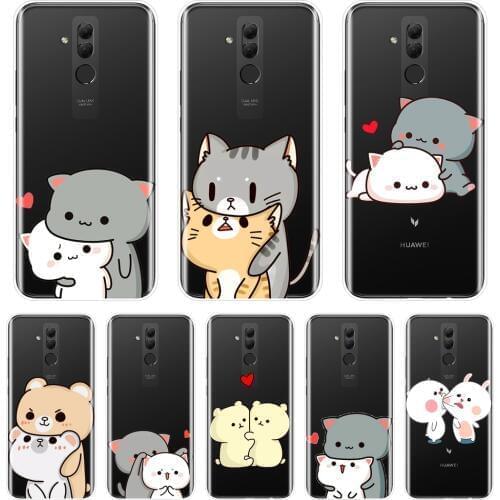 Phone Case Silicone For Huawei Mate 20 10 9 Lite Cute Cat Heart Love Soft Back Cover For Huawei Mate 7 8 9 10 Pro Case