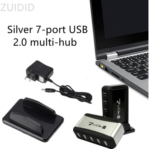High Speed Portable Computer PC Phone USB 2.0 7 Port US/EU Plug 480 Mbps Vertical Charging HUB Power Adapter