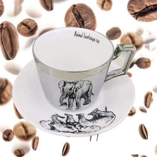 The Mirror Collection Animal Reflection cup Elephant anamorphic cup Swan mug Tiger Luxury Bone China Drinkware mug