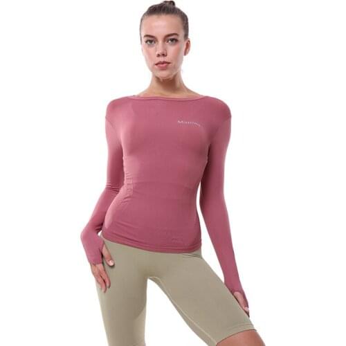 Women Long Sleeve Running Shirts Sexy Exposed Navel Yoga T-shirts Solid Sports Shirts Quick Dry Fitness Gym Crop Tops Sport Wear