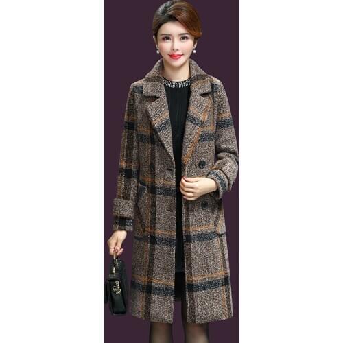 FNOCE 2021 new spring woman coats fashion trends elegant eye catching streetwear Plaid print slim thickened over coats