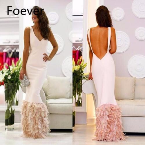 Abendkleider 2019 New Elegant party robe de soiree vestidos de festa sexy backless formal feather long prom dresses gowns