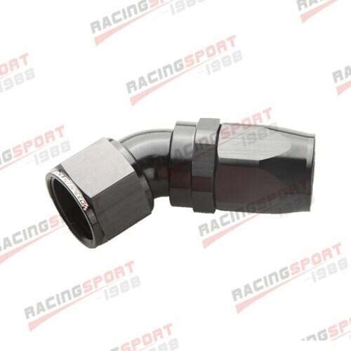 -12 AN AN-12 45 Degree Swivel Hose End Fitting Uninterrupted Black