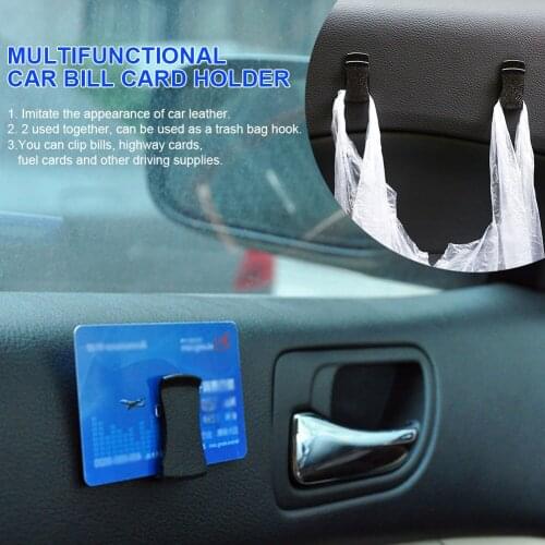 2PCS Car Sunglasses Holder Card Glasses Ticket Hook Auto Car Clip Black Dashboard Door Adhesive Clips Car Accessories Interior