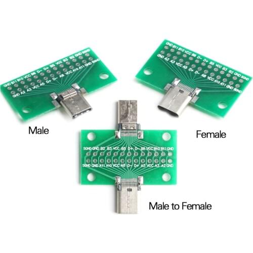 24P USB 3.1 Type-C Male Female Test PCB Board Adapter 2.54mm Connector Socket For Data Transfer 100% Brand New And High Quality