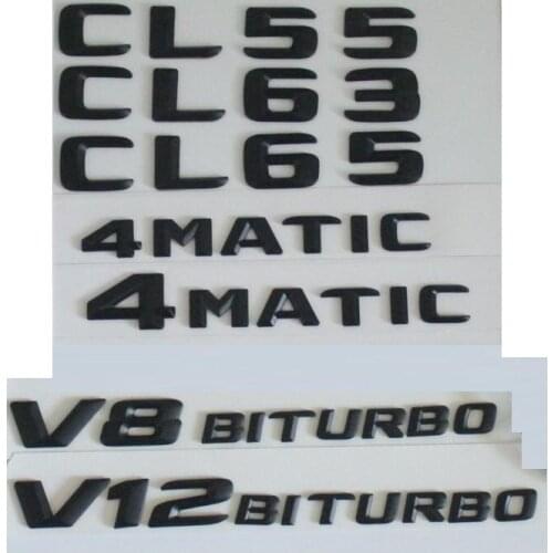 3D Matt Black Trunk Letters Badge Emblem Emblems Badges Sticker for Mercedes Benz CL55 CL63 CL65 V8 V12 BITURBO AMG 4MATIC