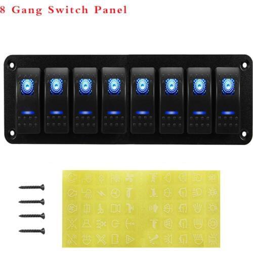 4/ 6/8 Gang Car Switch Panel 12V~24V for Marine Car Boat Truck RV Yacht Marine Rocket Switch Panel