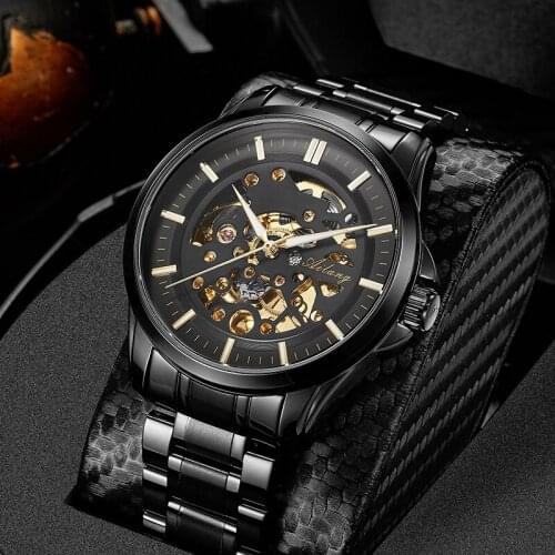 AILANG 2021 New Mechanical Watch Automatic Stainless Steel Hollow Mens Watch Sports Waterproof Luminous Luxury Mens Watch 8629