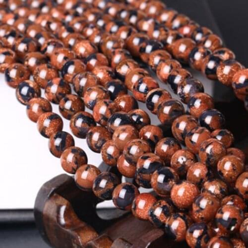 6/8 mm Natural Mixed Gold Blue Sand Beads for Jewelry Making DIY Bracelet Accessories