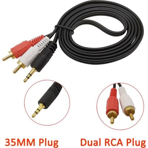 1Pcs 1.5m 5 ft Audio Cable Y 3.5mm Male Plug to Dual 2 RCA Jack Stereo PC Audio Splitter Aux Stereo Audio Car Cable Connector