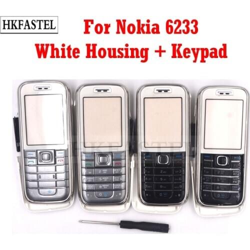 HKFASTEL For Nokia 6233 High Quality New Full Complete Mobile Phone Housing Cover Case + English/Russian Keypad + With tracking