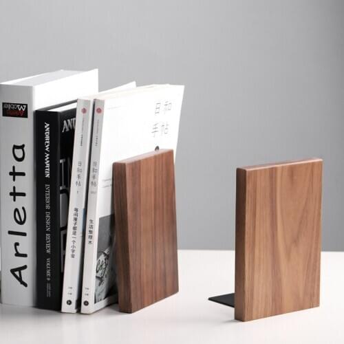 Wood Book Stand Office Storage Thick Large Size Bookend Black Walnut Students Book Table Organizer Home Marker Storgae Shelf