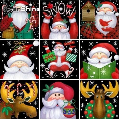 EverShine Santa Claus Diamond Painting Full Square Diamond Embroidery Full Display Cartoon Diamond Mosaic Christmas Home Decor