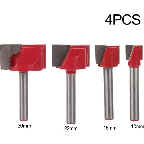 4pcs 10/15/22/30mm Router Bit Surface Planing Bottom Cleaning Wood Milling Router Bit new