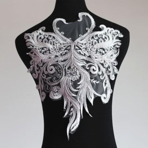 2Pc Heart Shaped Bird Cord Embroidery Lace Flower Patch diy Wedding Dress Bride Wedding Shoes Headdress Veil Decoration 40X30cm