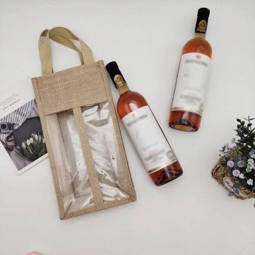 Red Wine Bottle Covers Bags Gift Champagne Pouches Burlap Packaging Bag Wedding Festival Wine
